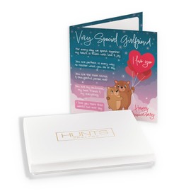 Hunts England - Luxury Boxed Girlfriend Anniversary Card - Starry Night - Cute Bears - Verse Anniversary Card For Girlfriend - Cute Poem Girlfriend Anniversary Card - Card In Keepsake Box