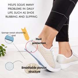 Geettcaifu Back of Heel Cushion Inserts, Mesh Self-Adhesive Grips Pads, Reusable Adhesive Heel Guards Liners for Boots, Loose Shoes Too Big, Improve Shoe Fit for Women Men 4 Pcs - Beige
