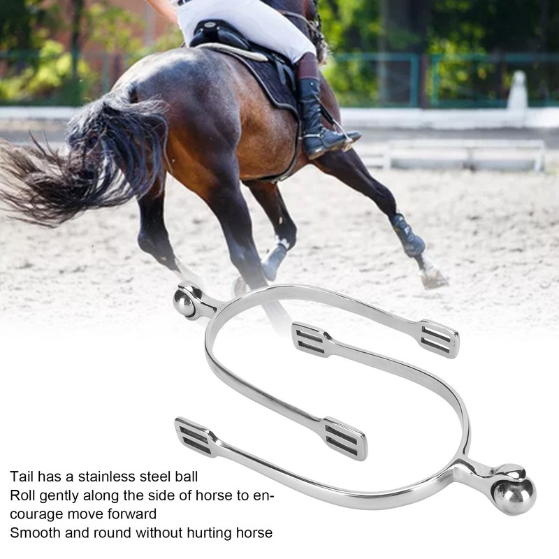 Horse Spurs English Stainless Steel with Roller Ball for Equestrian
