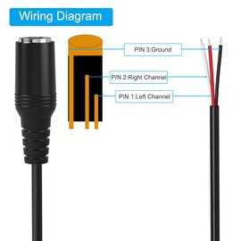 SIOCEN Replacement 3.5mm Female Jack to Bare Wire Open End TRS 3 Pole Stereo 1/8" 3.5mm Jack Plug Connector 3.5mm Female Headphone Jack Aux Audio Cable for Headset Earphone Microphone Cable Repair 1FT