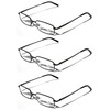 3 Pairs Slim Metal Rectangular Reading Glasses With Spring Hinge