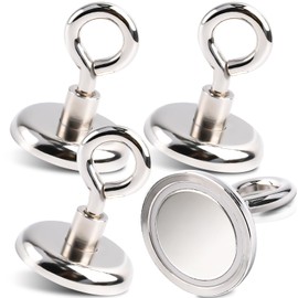 MIN CI Neodymium Magnets 120lb Heavy Duty Pulling Force Rare Earth Magnets Super Strong Magnet with Hanging Ring for Magnetic Fishing Salvage Underwater Retrieval 1.42（36mm） inch 4 Pack