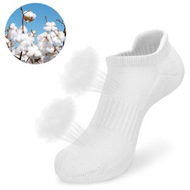 KOOOGEAR Womens Ladies White Black Trainer Running Ankle Socks, Anti Blister Sports Walking Support Cotton Socks for Womens 4-8 Multipack, Short Cushioned Hiking Work Athletic Socks 5 Pairs