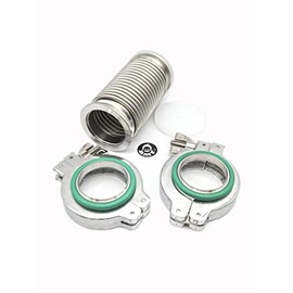 bmotiontech ISO-KF KF50 Highly Flexible Corrugated Hose, Vibration Damping Stainless Steel Vacuum Bellow Hose (100 mm or 4") + 2 pcs KF50 Wing nut clamp, Centering Ring & FKM O-Ring (100 mm or 4")