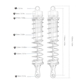 2Pcs RC Shock Absorber, 115mm / 4.5in Oil Pressure Adjustable Assembled RC Damper Set with Springs for Axial SCX10 90046 AXI03007 1/10 RC Crawler Car(Black)