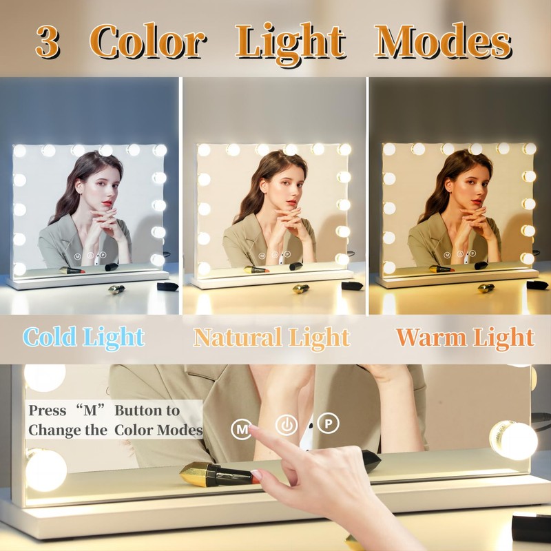 NUSVAN Vanity Mirror with Lights Lighted Makeup Mirror with Dimmable