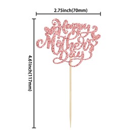 Ephlyn 36 piezas de decoración para magdalenas del día de la madre,cupcakes,palillos con purpurina,decoración de pasteles para fiesta de cumpleaños de la madre,suministros fiesta cumpleaños,oro rosa