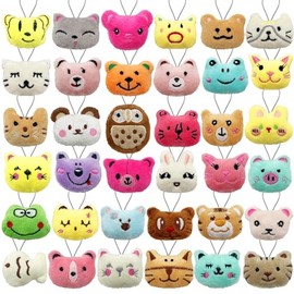 XIPEGPA - Juego de 36 juguetes de peluche de animales pequeños, llavero de peluche para regalos de fiesta, llavero para bolsa de regalo, regalo de huevos de Pascua, carnaval, fiesta de cumpleaños,