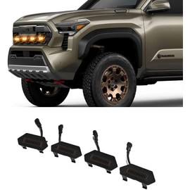 ouylycjo - Juego de 4 luces LED para parrilla delantera compatible con Toyota Tacoma 2024 2025 Trailhunter TRD Pro - Kit de luces DRL con arnés de cable y luz de rejilla de fusible, color amarillo