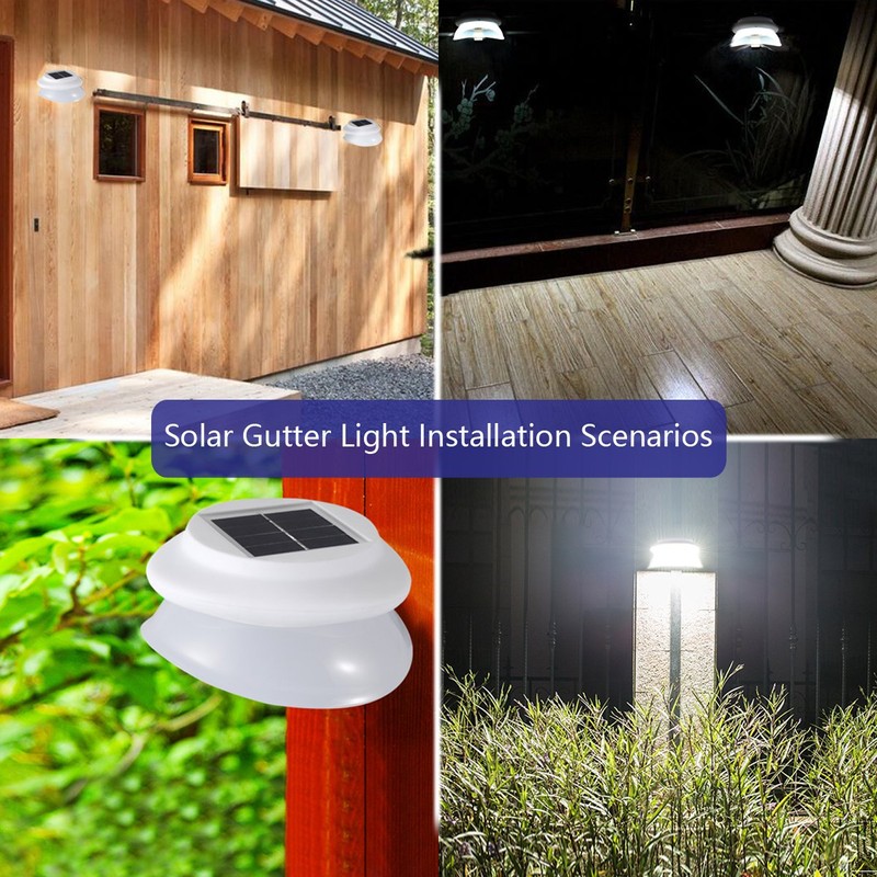 Solar Gutter Lights, Super Bright 9 LED Waterproof Wireless Security