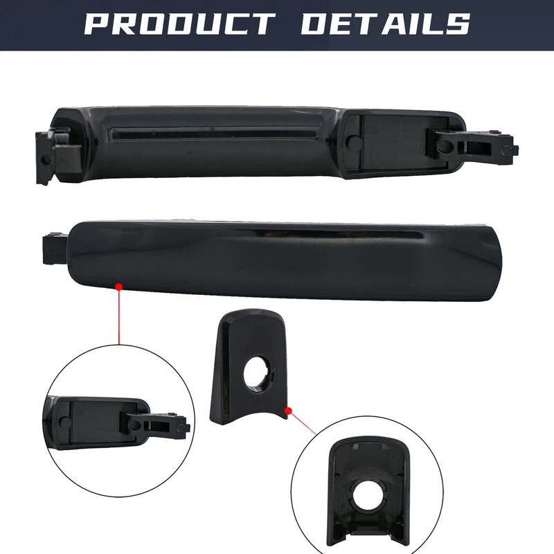 PLDDE Black Exterior Door Handle Front Driver Left Side Compatible