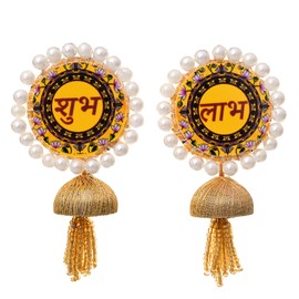 Shubh Labh Wall Main Door Sticker Hanging for Religious Ritual Festival Diwali Pooja Poojan Home Temple Office Décor Decoration and Gifting New (Golden)