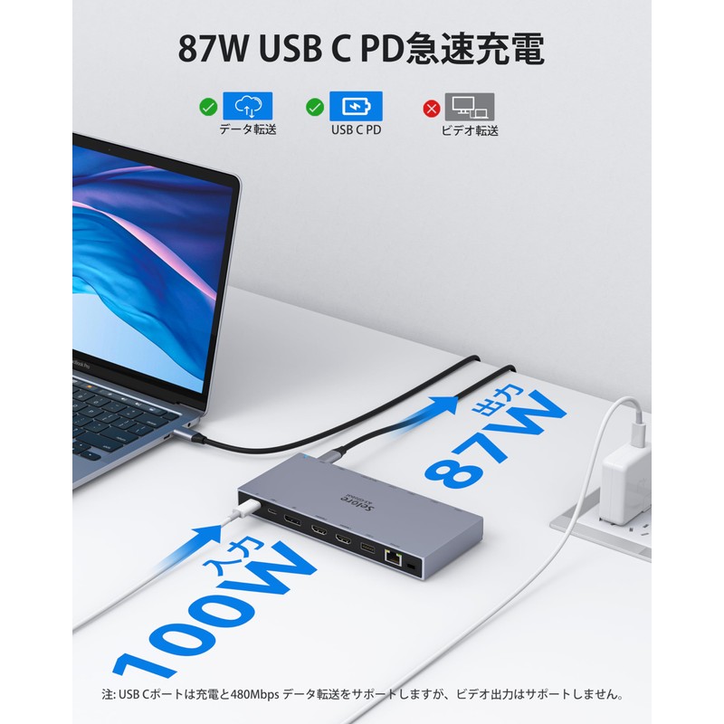 Selore USB C Docking Station Type C HDMI 2 Ports
