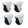 MroMax 0.98 Inch Fixed Casters Wheels Rubber Top Plate Mounted