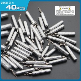 Gefischtter 40pcs Fishing Drop Shot Weights Lead Fishing Sinkers Skinny Pencil Sinkers Fishing Weights Kit Snagless Sinker Rig for Saltwater and Freshwater(7g)