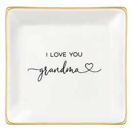 JoycuFF Grandma Birthday Gifts from Granddaughter Jewelry Trinket Dish Tray Unique Gifts for Grandmother Mother's Day Christmas Thanksgiving Day