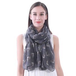 Lina & Lily Shih Tzu Dog Print Women's Scarf Shawl (Grey)