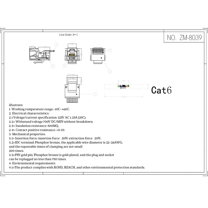 ZOERAX 10-Pack Cat6 Tool-Less RJ45 Keystone Jack, No Punch-Down Tool
