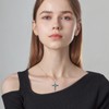 OHAYOO Feather Cross Pendant Necklace for Women 925 Sterling Silver
