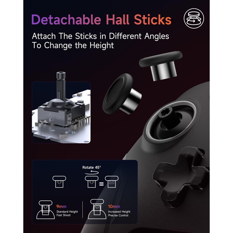 EasySMX X20 Wireless Gaming Controller with RGB Backlit, 2-Stage Hall