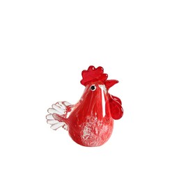LOGUTIA Glass Rooster Doll Mini Rooster Sculpture Artistic Glass Rooster Statue Crystal Rooster Home Gifts Colorful Crystal Rooster Statue Table Decor Cuckoo Chicken Crystal Sculpture Female (Red)
