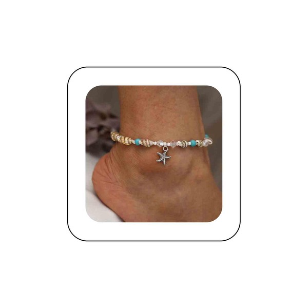 Iaceble Boho Starfish Shell Anklet Bracelet Cowrie Shell Anklets Foot
