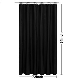 N&Y HOME Fabric Shower Curtain or Liner Extra Long 72 x 84 Inches - Hotel Quality, Machine Washable, Water Repellent - Black, 72x84