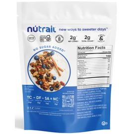 NuTrail Nut Granola Cereal, Blueberry Cinnamon, No Sugar Added, Gluten Free, Grain Free, Keto, Low Carb, Healthy Breakfast Cereal 8 oz. 3 Count