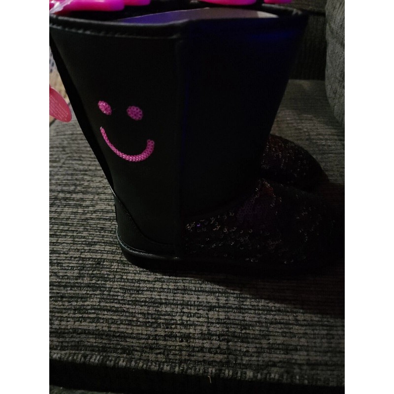 Little Miss Match Black Boots With Flip Sequins size 13