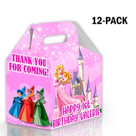 Princesses Candy Gable Box for Birthday Party Favors 12 Pack - 4.4x4.5in (Sleeping Beauty)