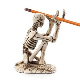 Leadigol Skull Pen Holder for Desk, Resin Skeleton Pen Holder Stand, Skull Pen Holder Skeleton Pencil Holder Makeup Brush Holder for Home Office