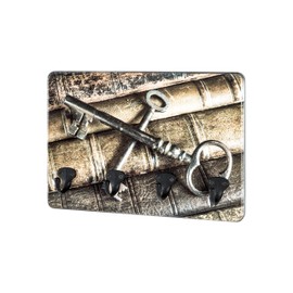 HAKU Möbel Key Holder with Motif, Black, MDF, Metal, Dimensions: W 30 cm x H 21 cm x D 6 cm, Style: Modern