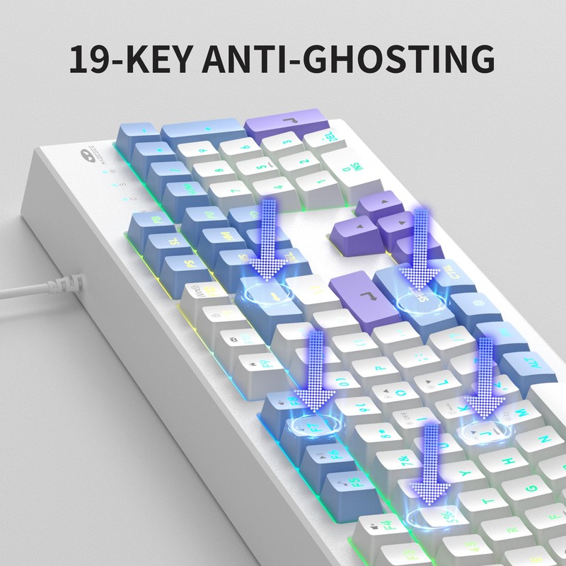 Creamy Keyboards,K2 MageGee Classic Keyboard Wired RGB Backlit 104 Waterproof