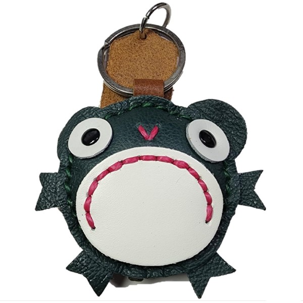 deaizaka.biz Frog Keychain, Frog, Leather, Plump, Cute, Handmade Leather, Bag