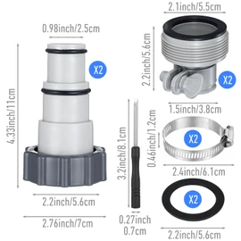Pool Hose Adapter Kit, 2 Types Versatile Hose Conversion Adapters for 1.5 & 1.25 Inch Hoses, Compatible with Filter Pumps, Chlorine Generators, and Salt Systems for Above Ground Pool Accessories