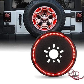 LEDMIRCY Spare Tire Brake Light 3rd Third Brake Light Rear Wheel Lights Tail Light LED Ring Red Light for Jeep Wrangler JK 2007-2018 2018-2019 1987-2021 JKU JLU