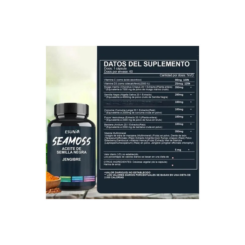 Esunm Vitaminas En Cápsulas Aceite De Semilla Negra Jengibre