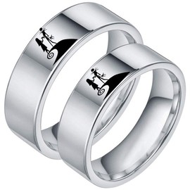 XAHH Jack and Sally Moonlit Confession Couple Ring Set His & Hers Titanium Steel Nightmare Before Christmas Band Men Size 13
