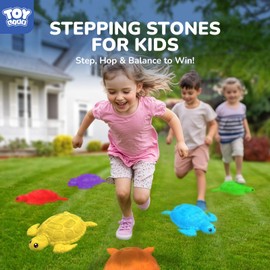 TOY Life 6 Pcs Turtle Balance Stepping Stone for Kids, Indoor Outside Toys for Kids Ages 4-8, Toddler Outdoor Toys, Stepping Stones Game, with Cards and Spinner