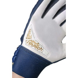 Reusch Attrakt Starter Grip Goalkeeper Gloves for Adults with Negative Cut and Outstanding Grip, 8, Blue/Gold