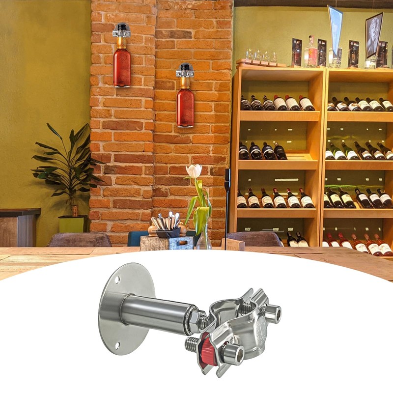 BesFatcn Wall Mounted Single Wine Rack, 2 pcs Metal Wine