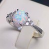 Stainless Steel Fire Opal Wedding Engagement Solitaire Proposal Cocktail Party
