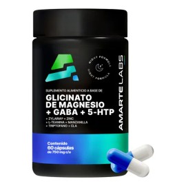 Amarte Labs Glicinato de Magnesio Descanso y Sueo Profundo, Frmula Nocturna con GABA, 5-HTP, Triptfano, Zylaria, Relajacin Natural, Energa al...      
