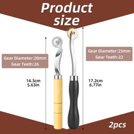 2 PCS Tracing Wheel, Professional Perforator Tool with Wooden Handle, Tracing Wheel Sewing Tool Point Sewing Tracing Wheel for Sewing Patterns for Arts and Leather Crafts