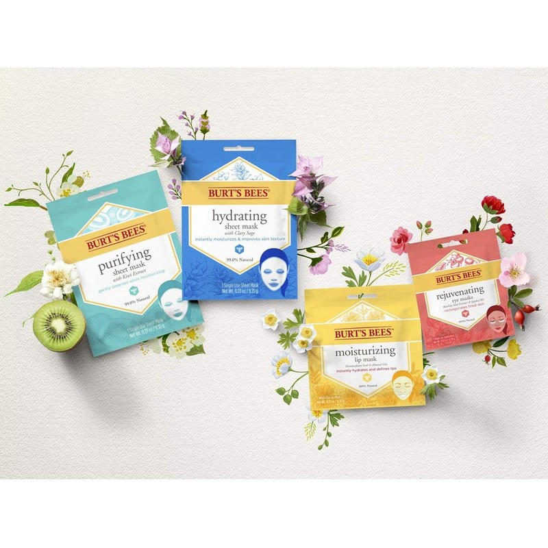 Burt's Bees Hydrating Face Mask, Single Use Sheet Mask, 6