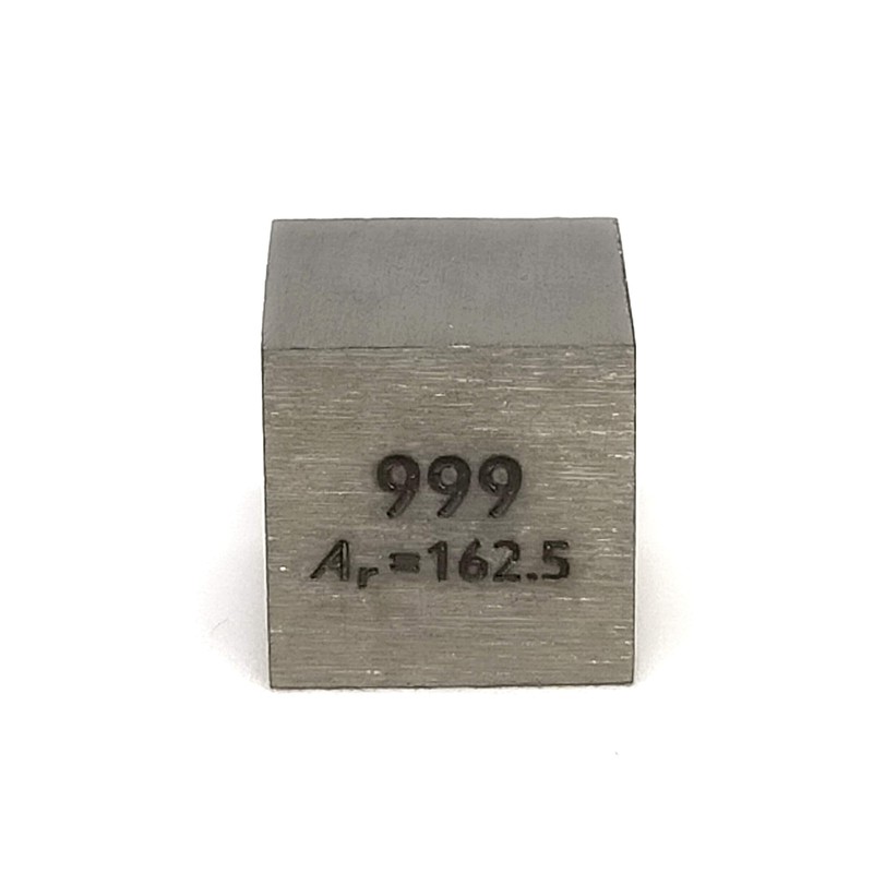 Elemental Specimen Dysprosium Dy (0.4 inch (10 mm) Cube, Engraved