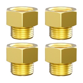 Aitsite Reducer 3/8 to 1/2 Inch Brass Reducer Extension with Hex 3/8 Inch Male Thread x 1/2 Inch Female Thread Reducer for Conversion of Pipe Connections (Pack of 4)