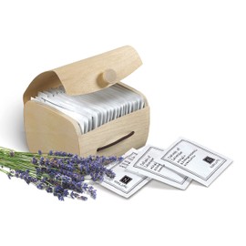 Splash of Lavender Scented Moist Towelettes Single Use by Nabila K - Alcohol-Free, Plant-Based with Natural Ingredients - Individually Wrapped Disposable Travel Size Wipes with Bamboo Case - 20 Count