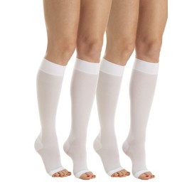 RelaxSan Antiembolism M0350A (2 Pairs - White, XXL) Open-toe anti-embolism knee high socks 18-23 mmHg