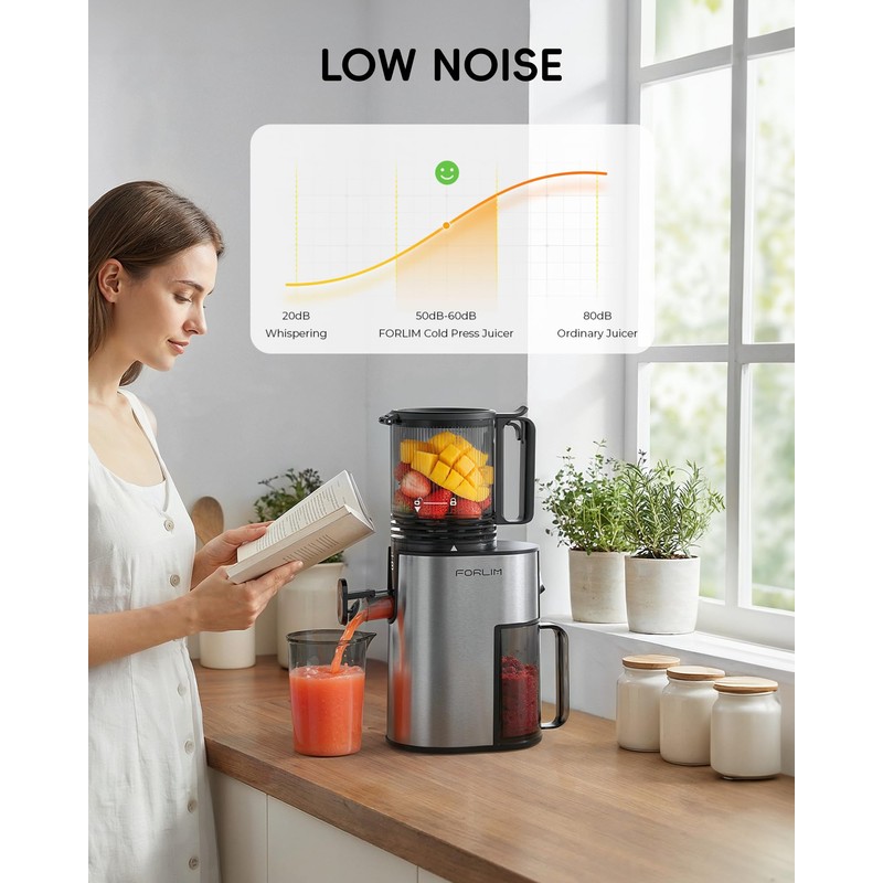 FORLIM Cold Press Juicer, 5.2" Large Feed Chute Fits Whole